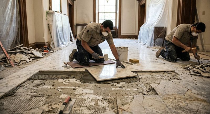 White Marble Tile Installation in Alpharetta, GA